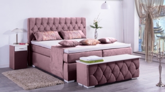 Meisterbetten Boxspringbett Jana 100x200 in VS-Flieder, Matratzenbezug Nano, Ergoflex-Topper