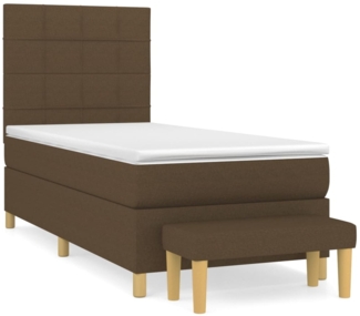 vidaXL Boxspringbett mit Matratze Dunkelbraun 90x200 cm Stoff, Härtegrad: H2 [3137128]