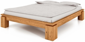 Bett Tinci 4 in Sonderlänge 200x190 cm aus Wildeiche massiv ohne Holzkopfteil