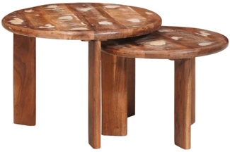 Nesting-Couchtische, Sofatische 2 pcs Mehrfarbig Massives Altholz