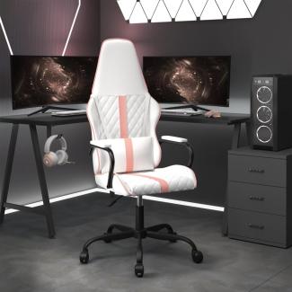 vidaXL Gaming-Stuhl mit Massagefunktion Rosa und Weiß Kunstleder 345565