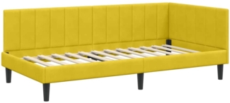 vidaXL Eckbettgestell mit Kopfteil Gelb 90 cm x 200 cm Stoff 42016354