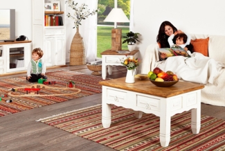 1a Direktimport Couchtisch Sofatisch Wohnzimmertisch Couchtisch Mexico Weiß - Pinie massiv - Land