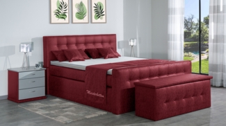 Meisterbetten Boxspringbett Celo 120x220 in MS-Red, Matratzenbezug Nano, Ergoflex-Topper