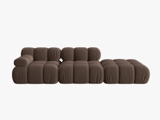 Micadoni Modulares Sofa Bellis 4-Sitzer Rechts Samtstoff Braun