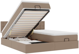 vidaXL Ottoman-Bett mit Matratzen LEDs Cappuccino 200x200cm Kunstleder 3312814
