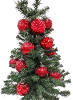 Glas-Weihnachtsbaumkugeln rot 12er-Set 8cm Christbaumschmuck Weihnachtsdeko