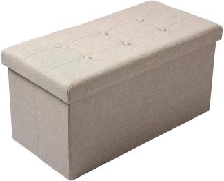 Sitzhocker mit Stauraum aus Leinen Modell Qulina beige