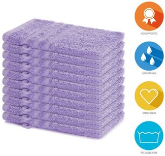 Lavea Waschhandschuh Elena, 15x21cm aus 100% Baumwolle, einzigartig weiche Waschhandschuhe mit Aufhänger (Set, 10-St), ideal für die schonende Reinigung des gesamten Körpers