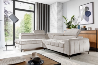 99rooms Dali Ecksofa Velours SALVADOR Beige Links mit