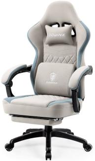 Dowinx Gaming-Stuhl Stoff-Massage-Gaming-Stuhl mit Fußstütze, ergonomisches Design, Gamer-Stuhl, maximale Belastbarkeit 160kg, Grau