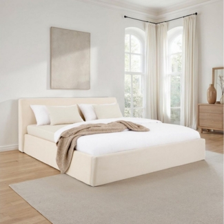 IDIMEX Polsterbett DREAM, Doppelbett 180x200 cm inkl. Lattenrost mit Samt Stoffbezug cremeweiß