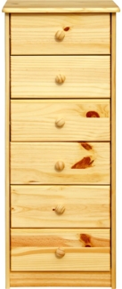 Kommode Kiefer massiv Natur 6 Schubladen