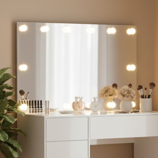 Bellamio 'Livny' Schminkspiegel mit LED-Glühbirnen, Hollywoodspiegel mit 3 Lichtfarben, weiß, 110x70 cm