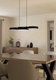 Eglo 900854 LED Hängeleuchte BARBANO-Z Stahl, Textil, Kunststoff schwarz, weiss 3X7,5W 2700-6500K L:82cm B:30cm H:110cm dimmbar mit Connect-Z Funktion