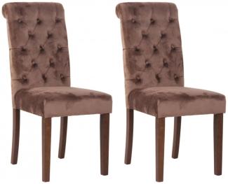 2er Set Esszimmerstühle Lisburn Samt, braun