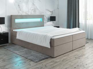 Boxspringbett Schlafzimmerbett PAROZO 200x200cm Stoff Beige inkl. Bettkasten