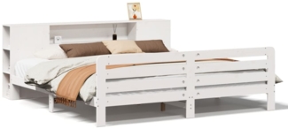 vidaXL Massivholzbett ohne Matratze Weiß 200x200 cm Kiefernholz 3309891