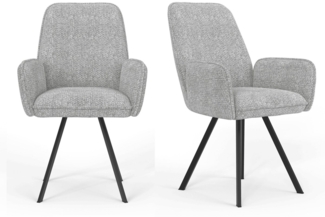 Home affaire Armlehnstuhl Mily Esszimmerstuhl, Polstersessel, Wohnstuhl, Essstuhl mit Armlehnen (Set, 2 St), mit schwarz pulverbeschichteten Metallbeinen, gepolstert, modern