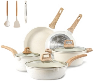 SEHAUSEU Pfannen-Set Topf-Set Kasserolle Bratpfanne Antihaft,weiß,11-tlg, (11-tlg)