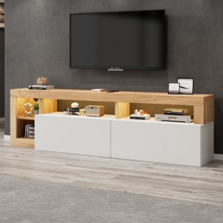 STILVORA Lowboard mit LED-Beleuchtung,TV-Schrank Fernsehschrank mit offener Stauraum (TV-Panel, Fernsehschrank, 1 St, 2 Türen, 4 offene Fächer, für Fernseher bis 80 Zoll), mit LED-Beleuchtung, 80 Zoll Fernseher-Ständer