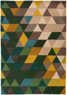 FLAIR RUGS Wollteppich Prism, rechteckig, Höhe: 10 mm, aus 100% Wolle, mehrfarbig, geometrisches Muster, mit Hoch-Tief-Effekt