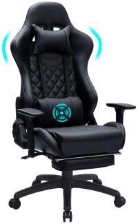 SeedWave Gaming-Stuhl PU Leder Game Stuhl mit Massagefunktion, Chefsessel Bürostuhl bis180kg, Ergonomischer Computerstuhl mit verstellbare Armlehnen