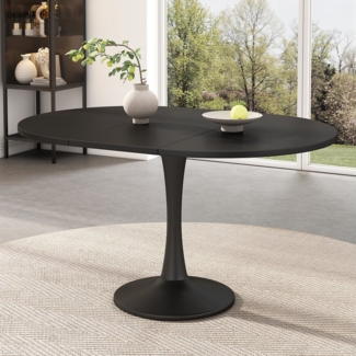 Ulife Esstisch Küchentisch, Stehtisch, Tisch, Wohnzimmertisch, ausziehbar, schlichter Kaffee-Freizeittisch, oval, 100/140 x 100 x 75 cm
