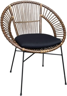 Rattan Sessel Zora mit Kissen Esszimmer Küche Stuhl stapelbar Relax Rattansessel