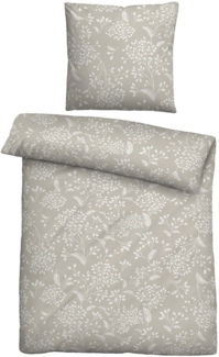 Traumhaft schlafen - Castell - Markenbettwäsche Baumwoll Linon Bettwäsche 0040992 BLÜMCHEN, taupe, 1x 155x200 cm + 1x 80x80 cm