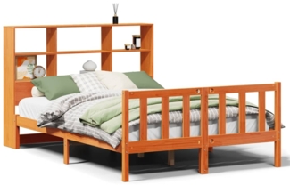 vidaXL Massivholzbett mit Regal ohne Matratze Wachsbraun 120x200 cm 3321721