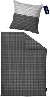 Hechter Paris Bettwäsche Satin 0061310 QUADRATE, silber/grau, 1x 135x200 cm + 1x 80x80 cm