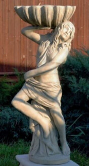Casa Padrino Jugendstil Gartendeko Statue Mädchen mit Blumentopf 46x32 x H. 116 cm - Dekorative Garten Skulptur - Special!