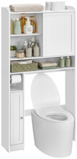 Vasagle Toilettenregal mit Schiebetür, Holzwerkstoff weiß, 25 x 83 x 170 cm