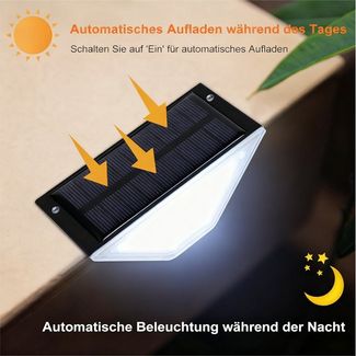VIVIHEYDAY LED Solarleuchte Solarlampen, 2er-Set Solar Treppenbeleuchtung, Weiß / Warmweiß, Solar Treppenlicht für Gehweg, Treppe, Weg