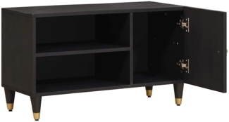 vidaXL TV-Schränk mit Regal Schwarz 80 x 33 x 46 cm Massivholz Mango 4018823