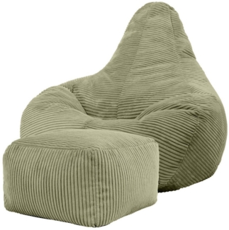 icon Sitzsack Sitzsack Sessel mit Liege aus Cord „Dalton“ mit Hocker (Spar-Set, 1 x Sitzsack, 1 x Fußhocker), XXL Gaming Sitzsack, Made in Germany, für Erwachsene & Kinder