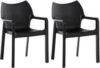 CLP 2er Set Stapelstuhl DIVA Kunststoff-Gartenstuhl mit Armlehnen,schwarz