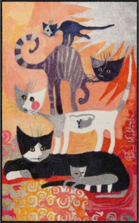 Salonloewe Läufer Fußmatte 75x120 Rosina Wachtmeister Katzenturm orange, Eingangsmatte groß, Höhe: 750 mm
