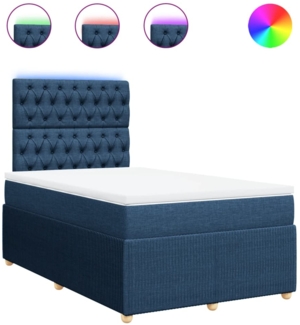 vidaXL Boxspringbett mit Matratze Blau 120x190 cm Stoff 3294308