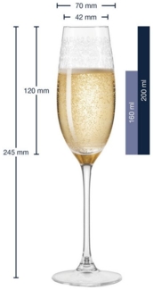 Leonardo Chateau Sektglas 6er Set, Proseccoglas, Champagnerglas, Edles Glas mit Gravur, 210 ml, 35302
