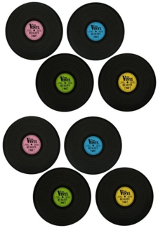 HAC24 Platzset Tischset Vinyl Schallplatte Platzmatte Rund Tisch Untersetzer, (Set, 8-St), Ø 39 cm
