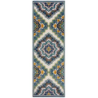 Kadima Design Superweich Floral Outdoor-Teppich in Blau - "Marden". 80x230 cm