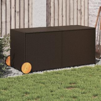 vidaXL Gartentruhe mit Rollen Braun 283L Poly Rattan 365317