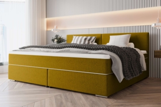 99rooms 'Phönix' Boxspringbett, Gelb, 220x200 cm, Webstoff MALMO_NEW