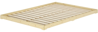 Niedrigbett unbehandeltes Holz-Doppelbett 180x200 Fichte Tanne V-60.47N-18Rollrost inkl.