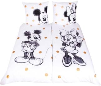 JACK Partnerbettwäsche Mickey & Minnie Mouse Disney 135x200cm Partnerbettwäsche, Renforcé, 4 teilig, Partner-Bettwäsche, Reißverschluss