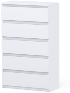 KOSETO Kommode - Moderne Schubladenkommode mit 5 Schubladen für Wohnzimmer - 70cm, Kratzfest, Griffloses Design, Viel Stauraum, Laminierte Platte