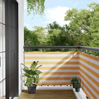 Balkon-Sichtschutz, Windschutz Gelb und Weiß Gestreift 90x1000 cm
