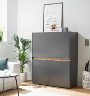 Highboard 120x100 cm Eiche Anthrazit 4-türig BOSTON